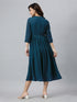 Teal Blue Dobby Chiffon Self Design Flared Kurta